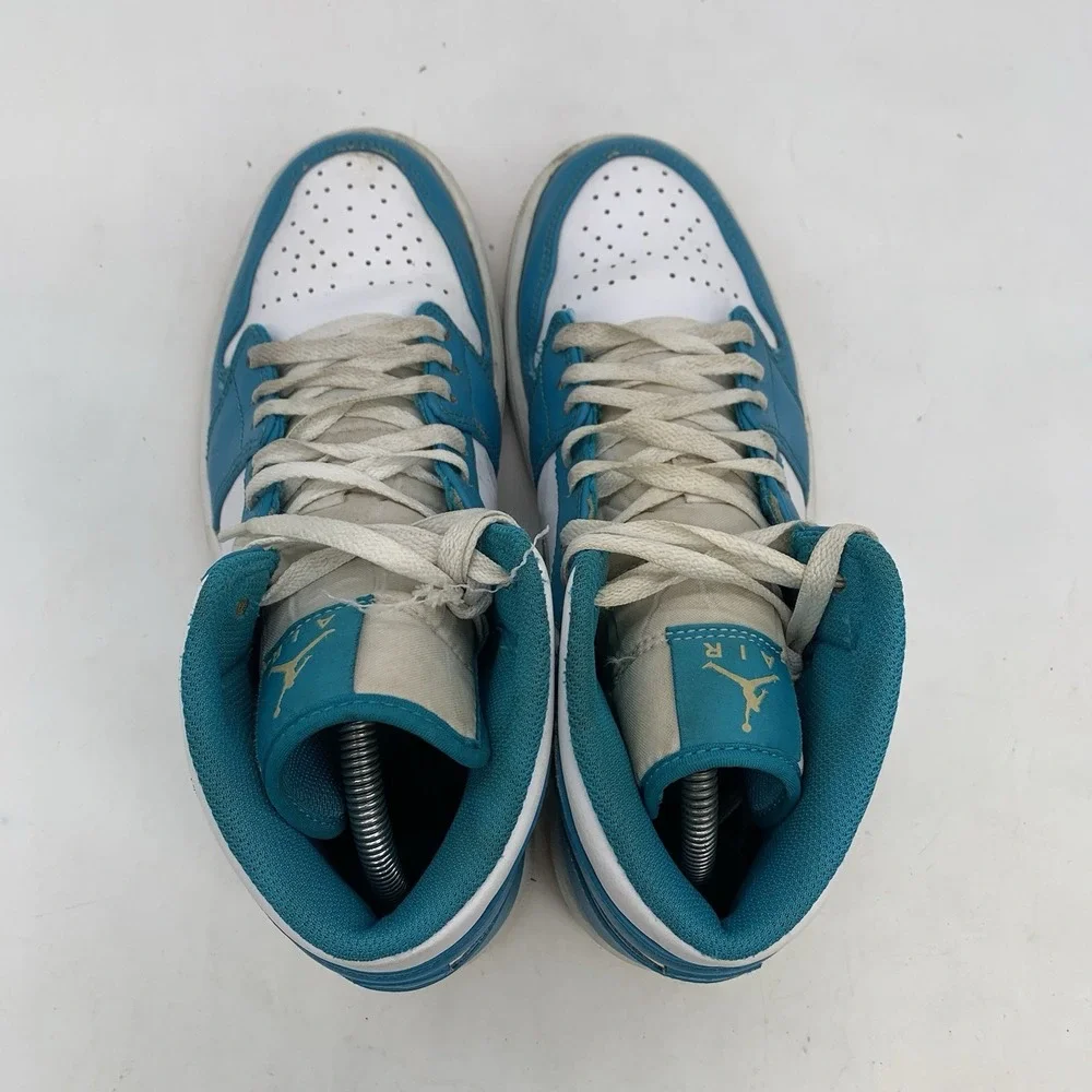 Nike Air Jordan 1 Mid Aquatone Shoes Mens 9 Celestial Gold White Sneakers